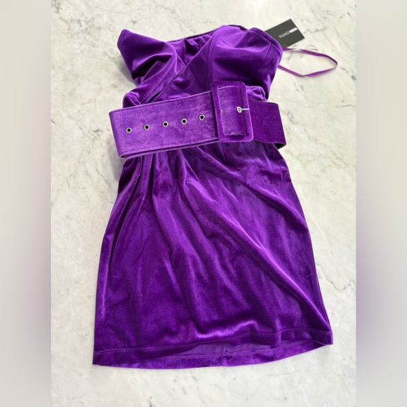 Fashion Nova Vibrant Velvet Purple Strapless Dress - Picture 2 of 3